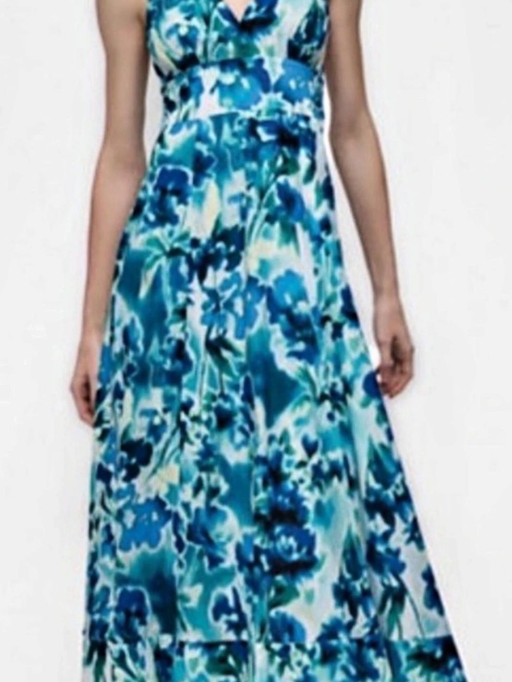 DKNY Floral Halter Midi Dress in Blue & White Like New
